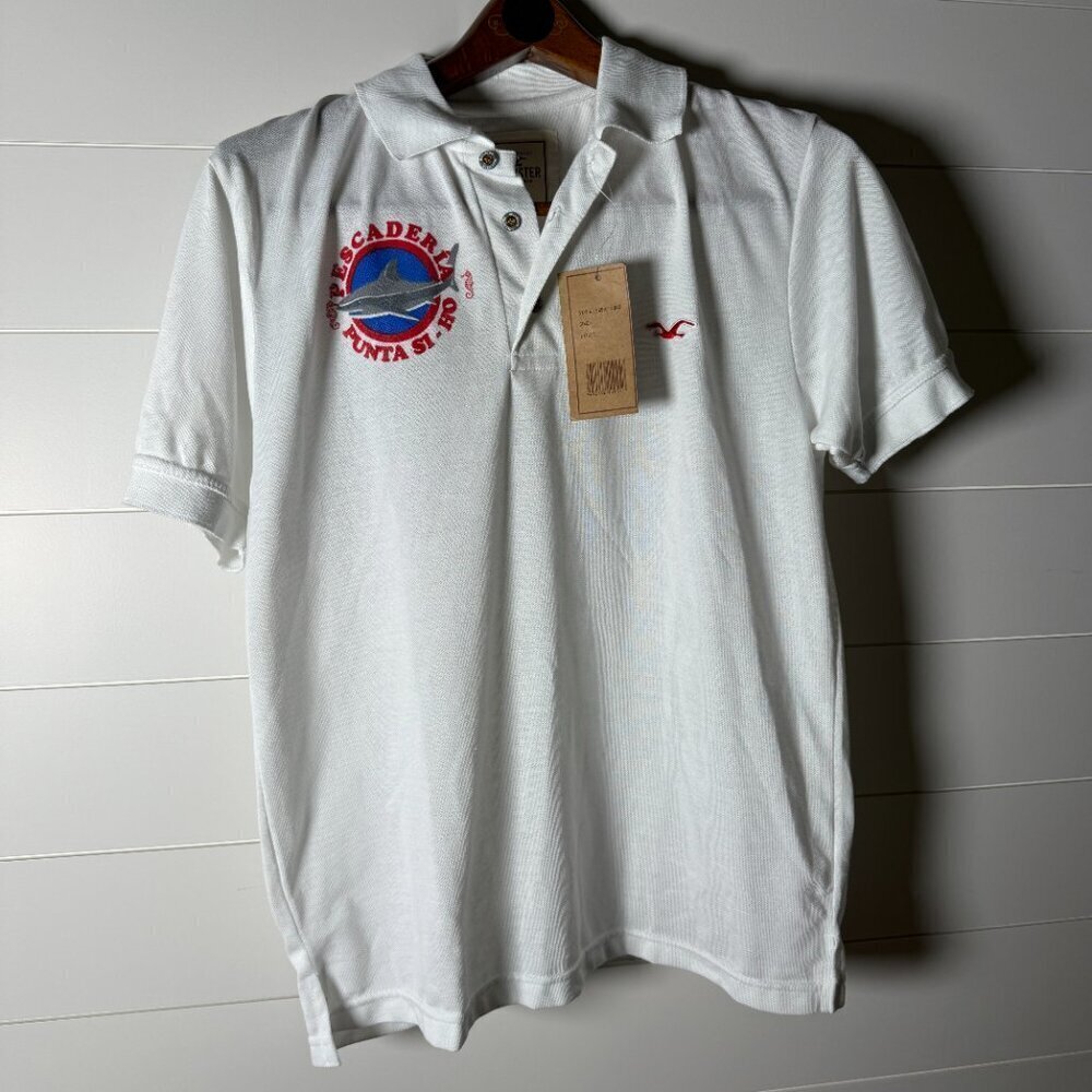 NWT Hollister Pescaderia Punta Si-Ho Short Sleeve Polo White Size Large